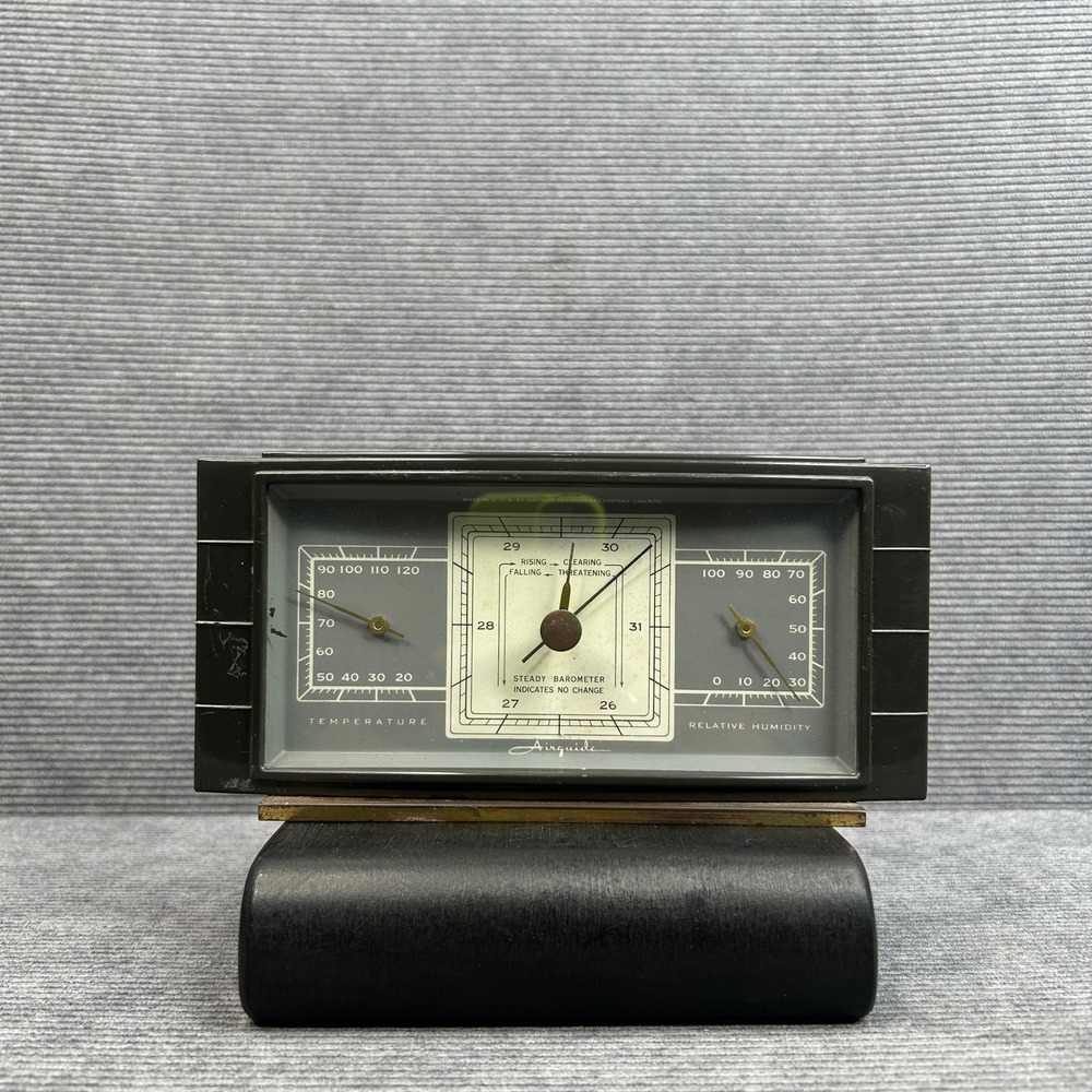 MCM Airguide Vintage Weather Station Desktop Barometer Thermometer Humidity USA